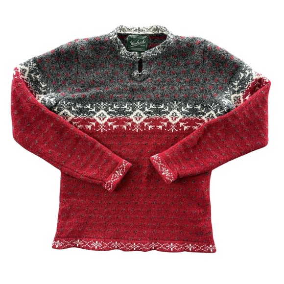 Woolrich Women’s Lamb's Wool Nylon Sweater Pewter Clasp Sweater 9656 Ruby Size M - Picture 1 of 6